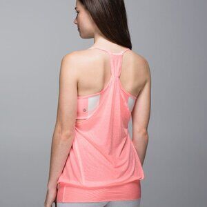 Lululemon No Limits Tank, yoga tank w/ inner built in sports bra (coral & white)